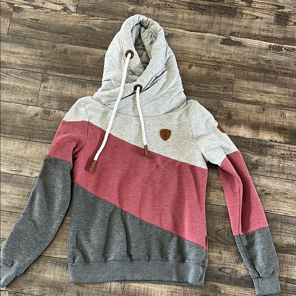 Wanakome Tri-Color Hoodie - Gray, Pink, and Cream